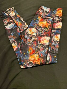Constantly Varied Gear Death by Art Print Leggings - Black, Red, Blue, Orange